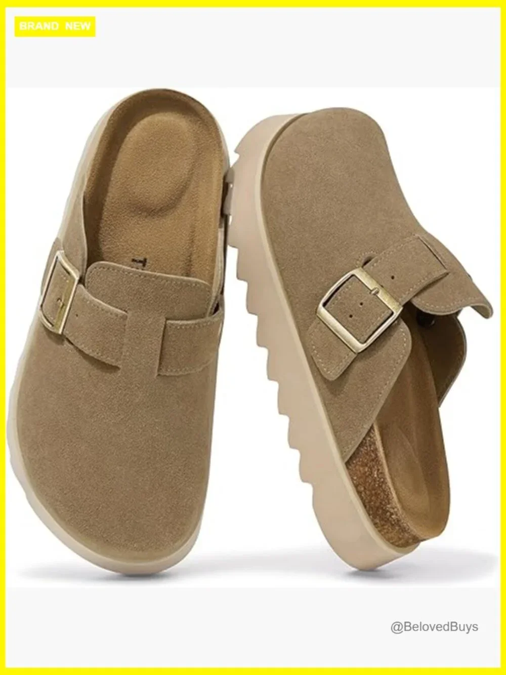 Genuine Leather Platform Clogs Memory Foam Slip on Mules - Picture 1 of 7